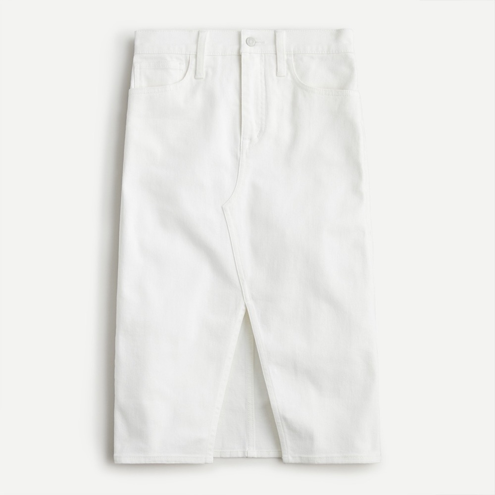 J Crew White Pencil Jean Skirt with slit